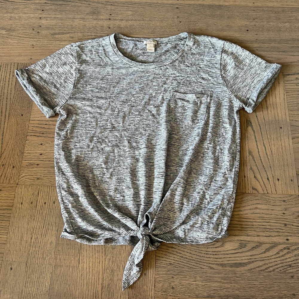 Women’s Gray J. Crew Tie Front Tee